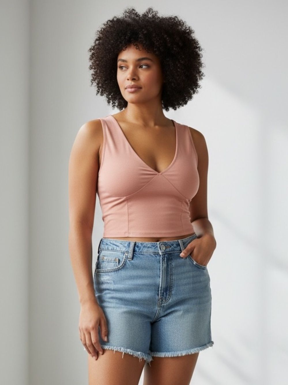 Faded Rose V-neck Top